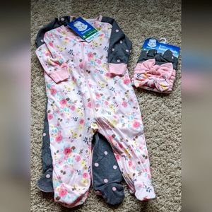 Gerber Sleepers with Matching Headbands